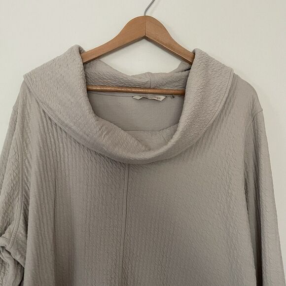 Soft Surroundings Cowl Neck Tunic 3X Beige Textured Lagenlook Pocket Boho Casual - Picture 5 of 13